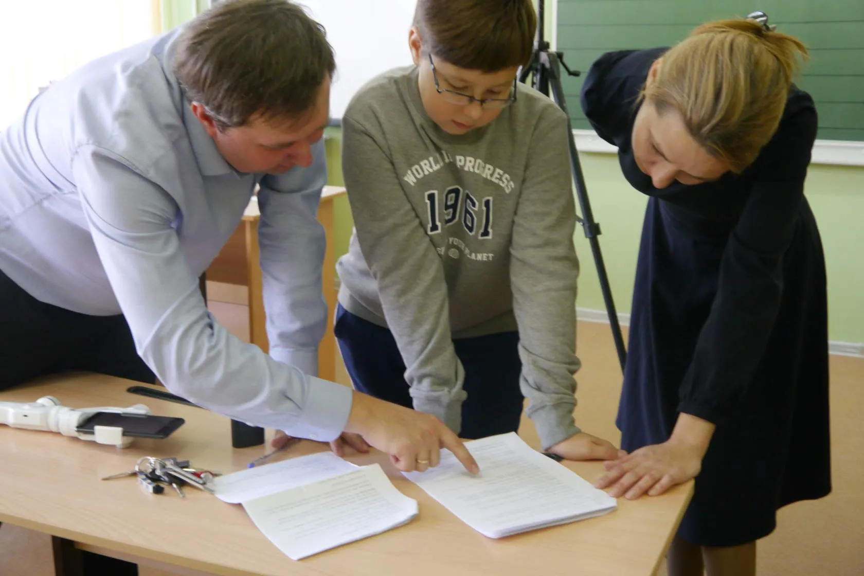 Students engaged in discovery-based mathematical learning